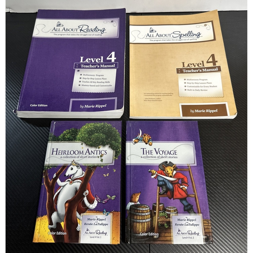 Lot 4 All About Reading Spelling Level 4 Teacher's Manuals Readers 1-2 ALL COLOR